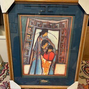 Amado M. Peña Jr. Hand Signed Southwest Native American Original Print FRAMED